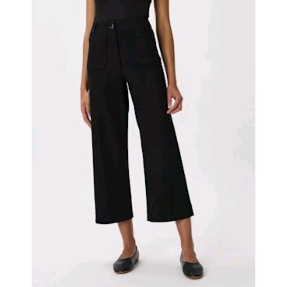 NWT Quince Womens Ultra Stretch Ponte Cropped Wide Leg Pants Black Sz 6 NEW Chic
